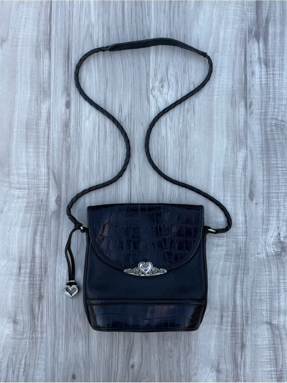 Brighton Black Leather Crossbody Bag